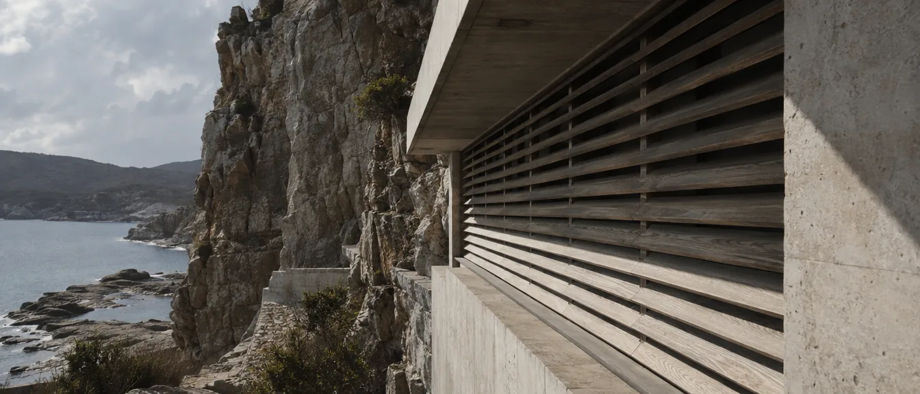 Cliff Terrace Residence, Landward louvres